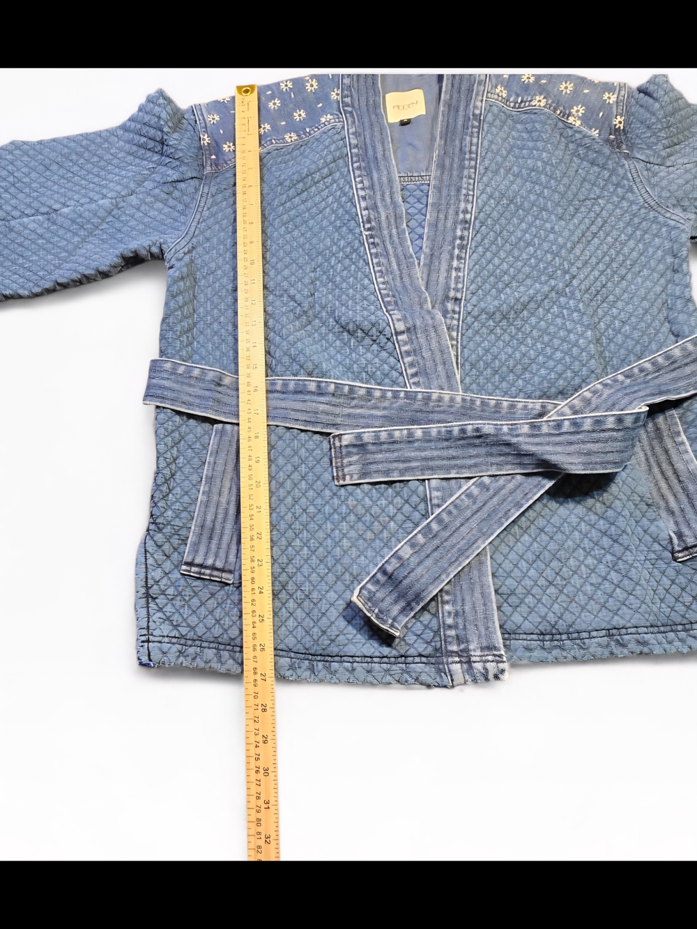 Hidden Embroidered Denim Kimono Oversized Small - Picture 8 of 10
